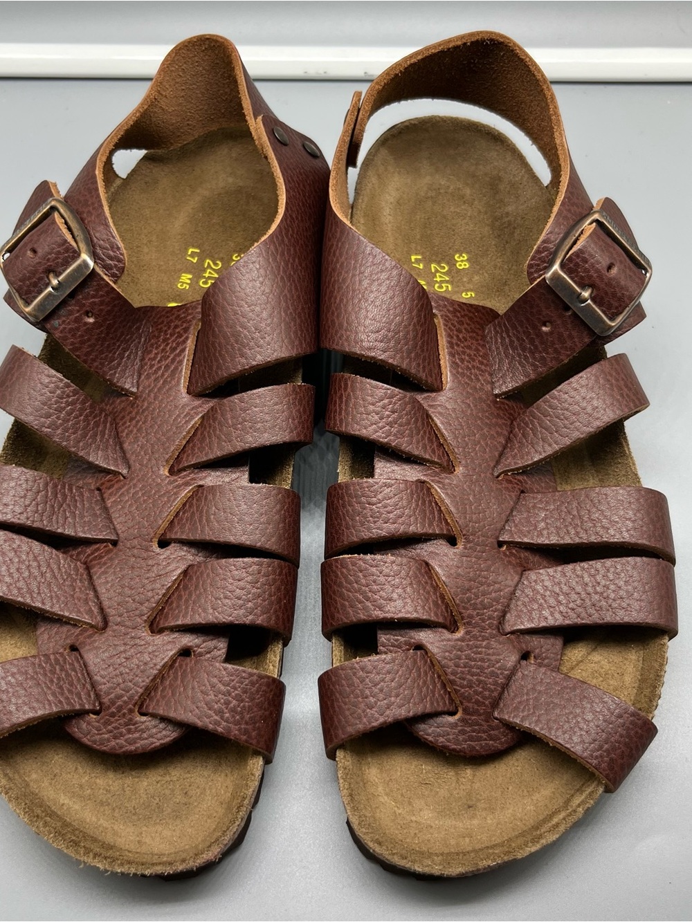 Papillio Birkenstock Leather Gladiator Sandal Brown Cork Women's Size 38